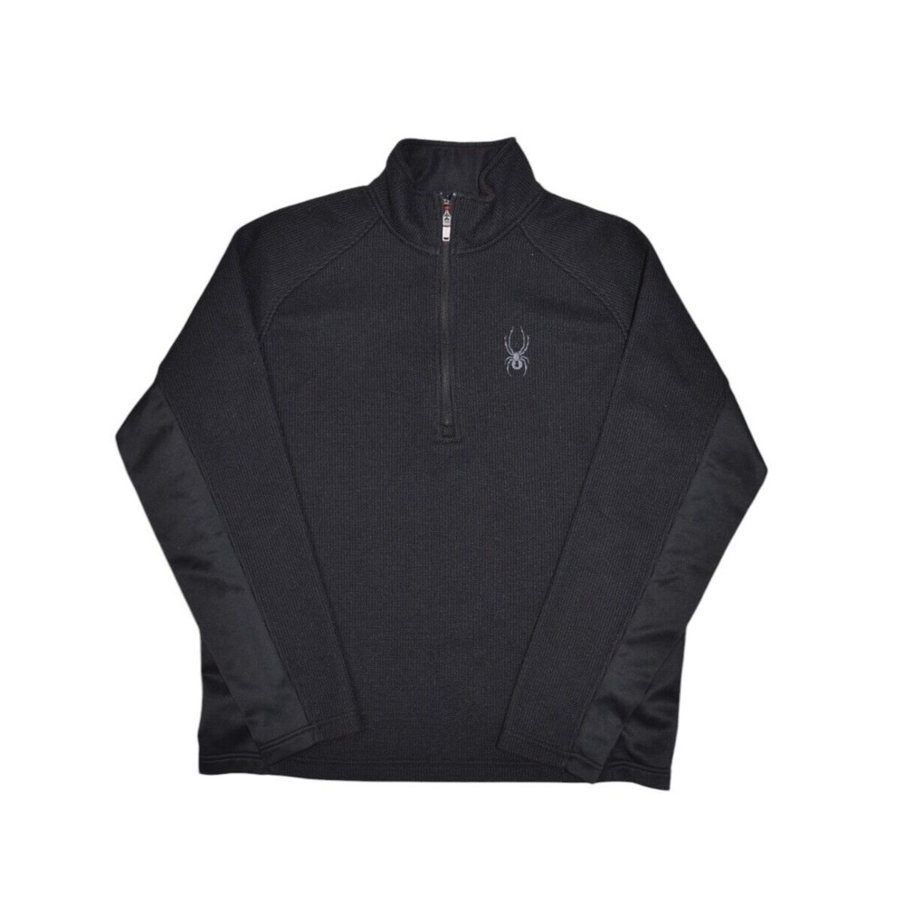 Spyder Sweater Mens Large Black 1/4 Zip Core Pullover Heavyweight Sweatshirt